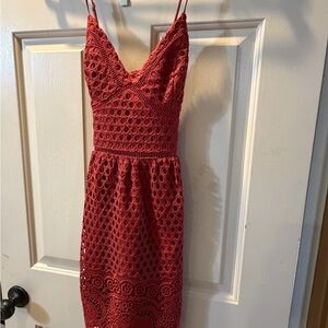 Abercrombie & Fitch Red Crochet Mini Dress